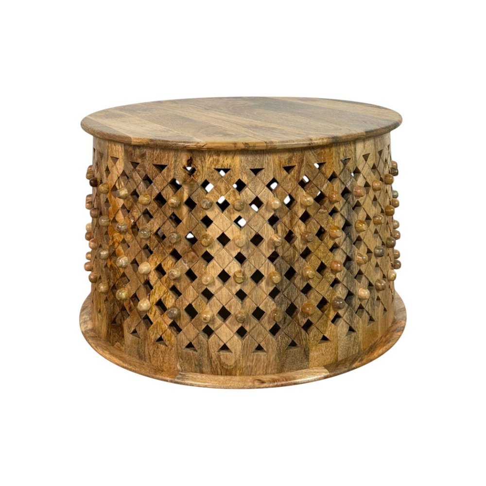 Artisan 30" Lattice Weave Mango Wood Coffee Table - Natural. Picture 2