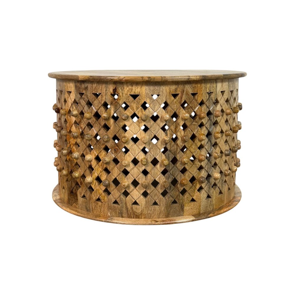 Artisan 30" Lattice Weave Mango Wood Coffee Table - Natural. Picture 3