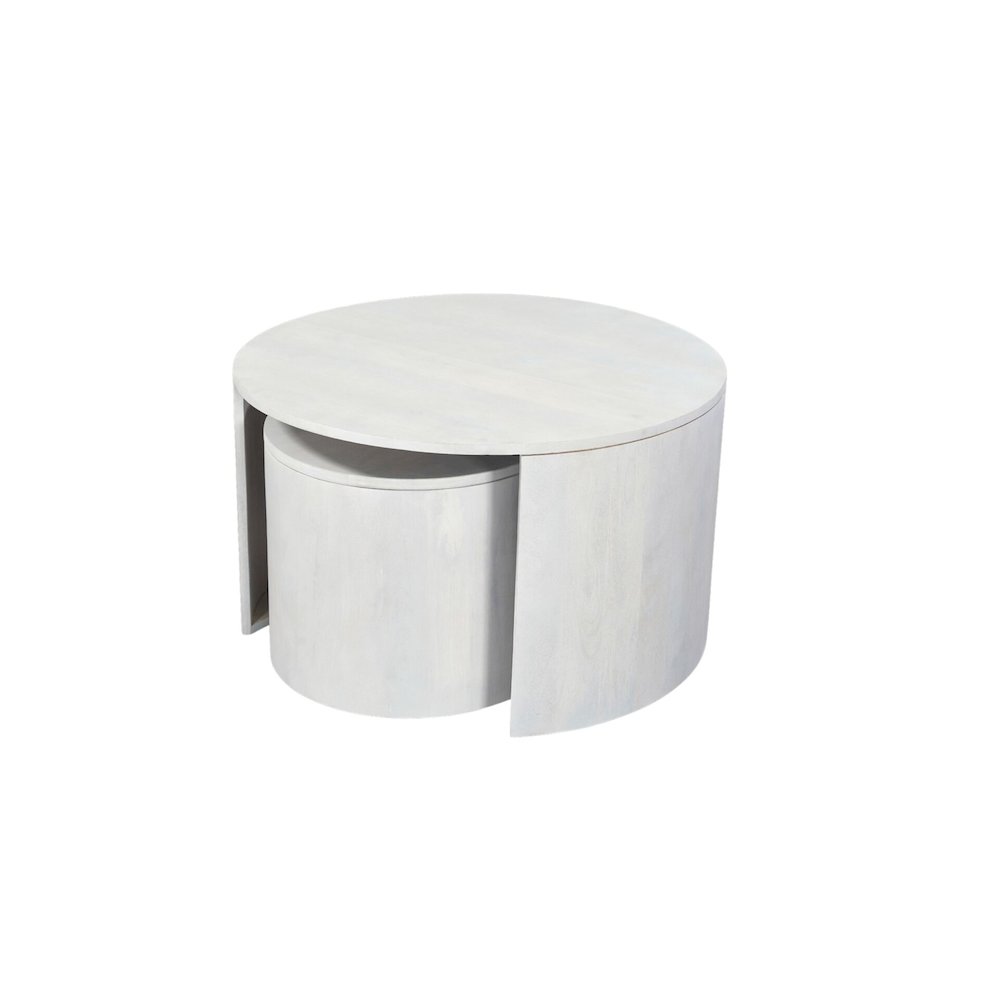 Sable 30" Round Nesting Coffee Table - Whitewash. Picture 2
