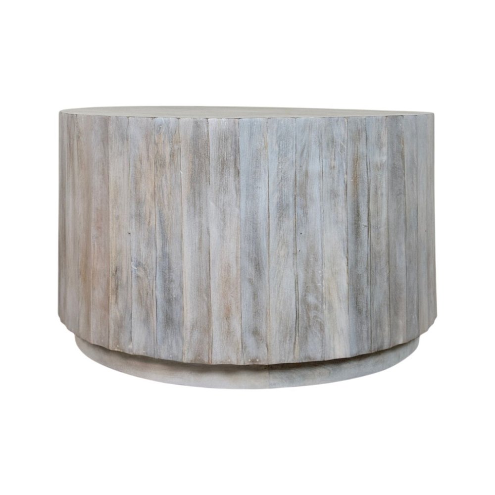 Harrison 30" Scallop Side Round Top Coffee Table - Whitewash. Picture 2