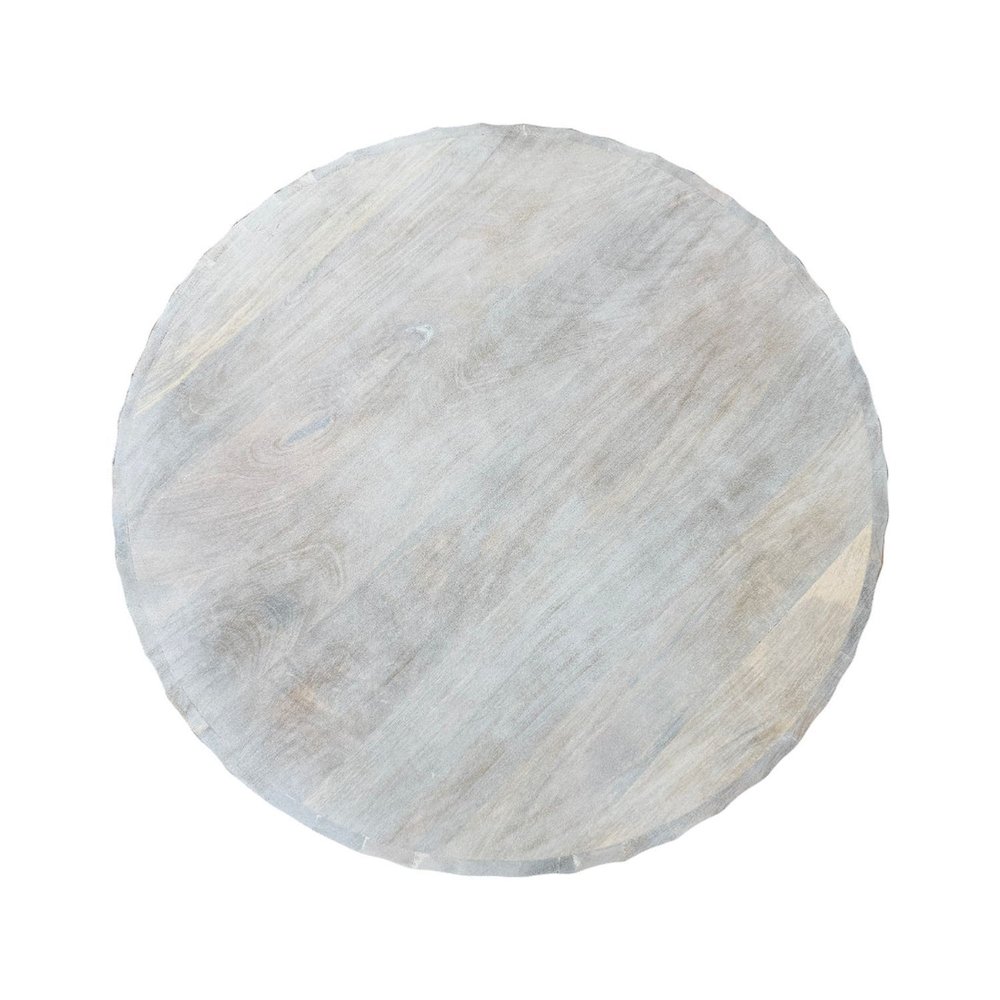 Harrison 30" Scallop Side Round Top Coffee Table - Whitewash. Picture 4