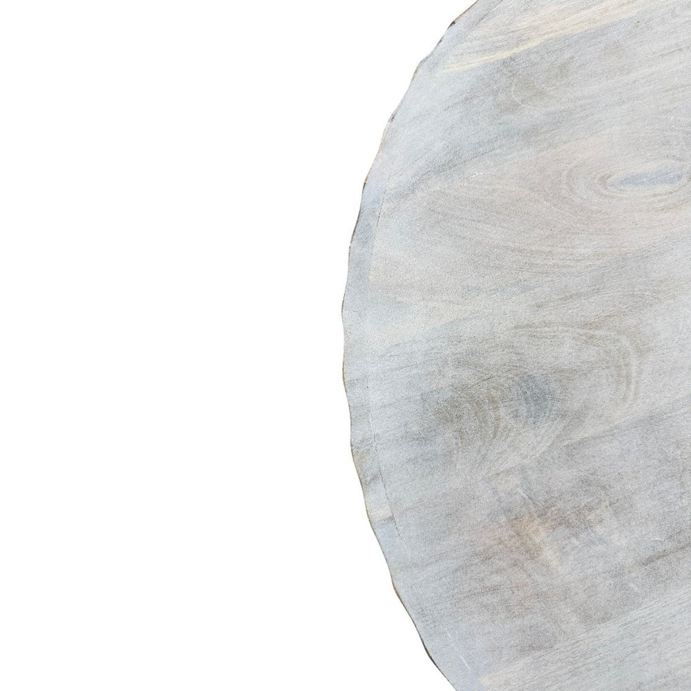 Harrison 30" Scallop Side Round Top Coffee Table - Whitewash. Picture 5