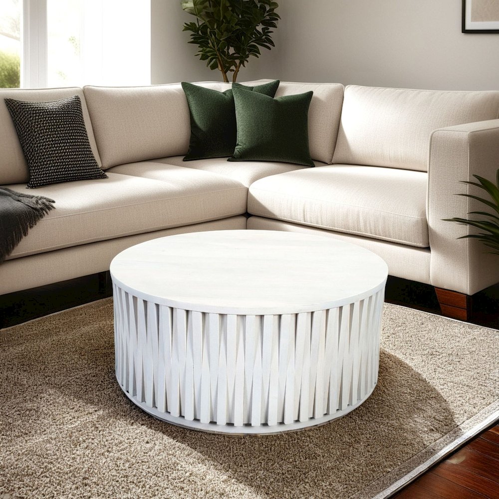 Hatteras Woven Coffee Table - Whitewash. Picture 7