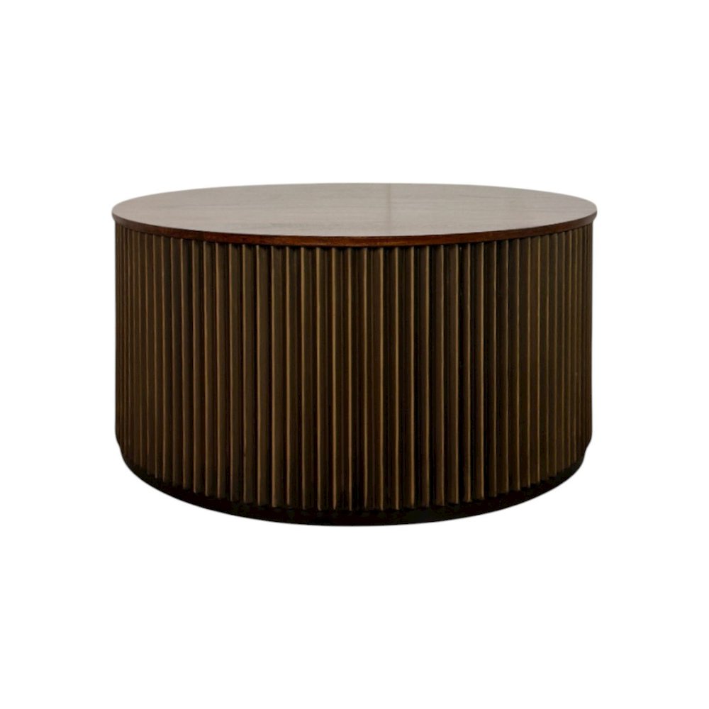 Harmony 36" Brass Groove Coffee Table - Black Honed. Picture 1