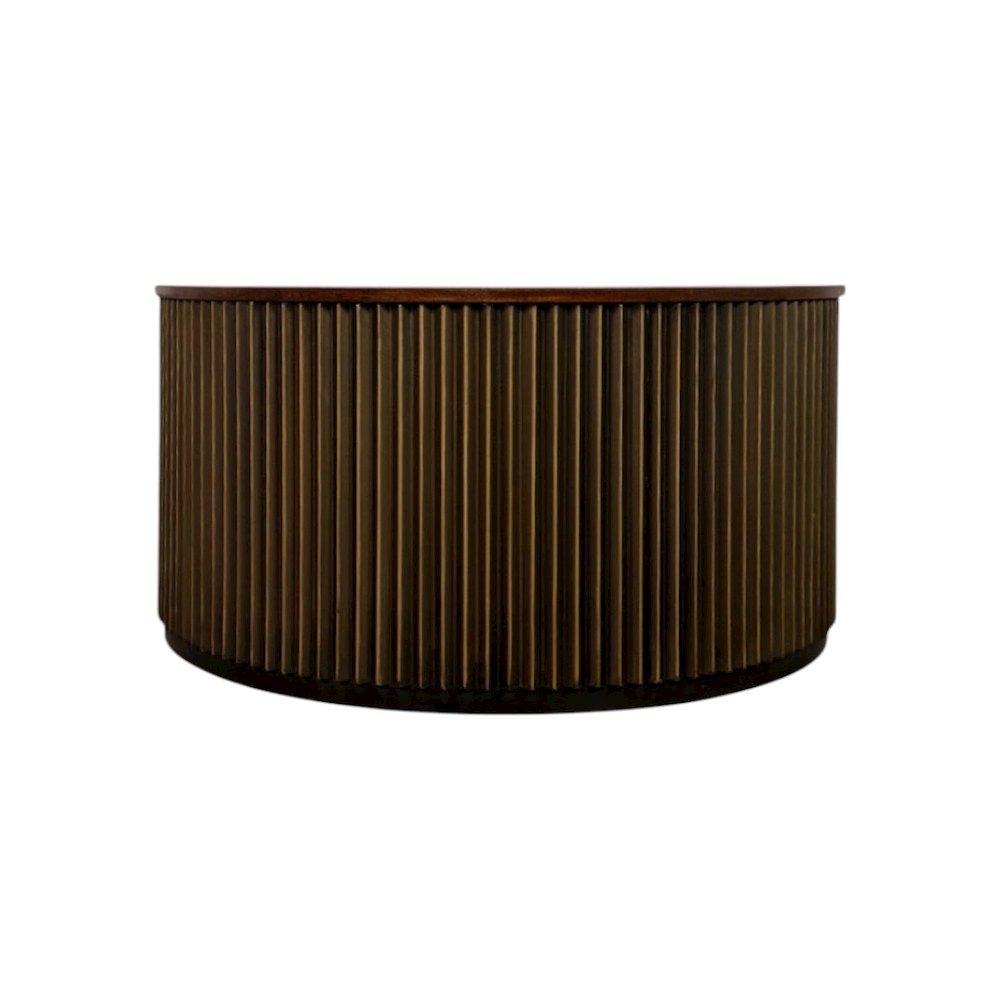 Harmony 36" Brass Groove Coffee Table - Black Honed. Picture 2