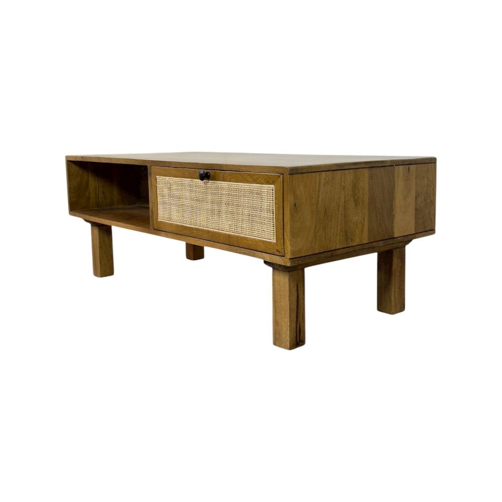 Haven Dual-Compartment Coffee Table - Blonde Acacia. Picture 1