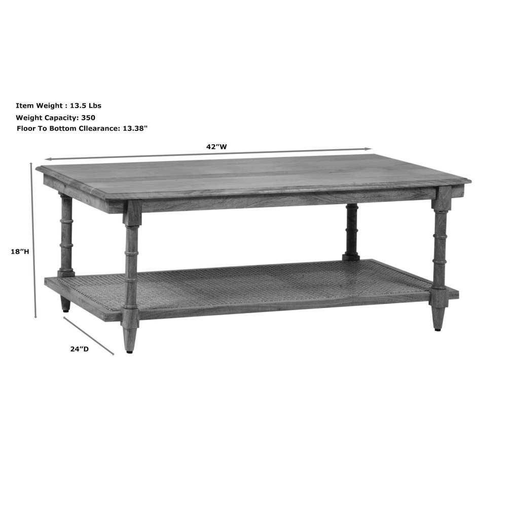 Chesterfield Wood & Cane Coffee Table - Natural. Picture 10
