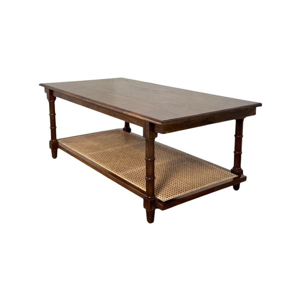Chesterfield Wood & Cane Coffee Table - Natural. Picture 1