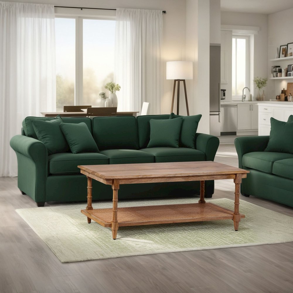 Chesterfield Wood & Cane Coffee Table - Natural. Picture 9