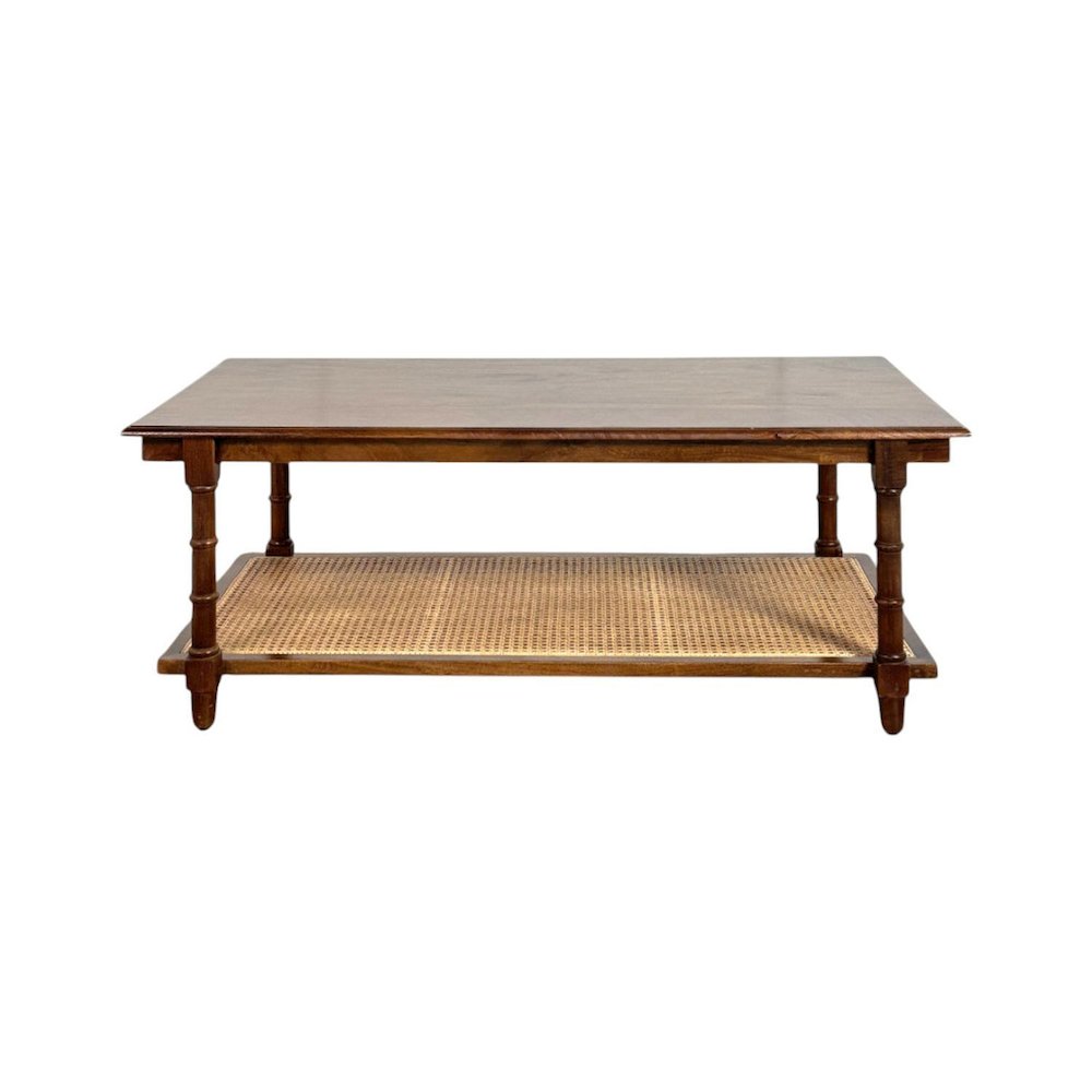 Chesterfield Wood & Cane Coffee Table - Natural. Picture 2