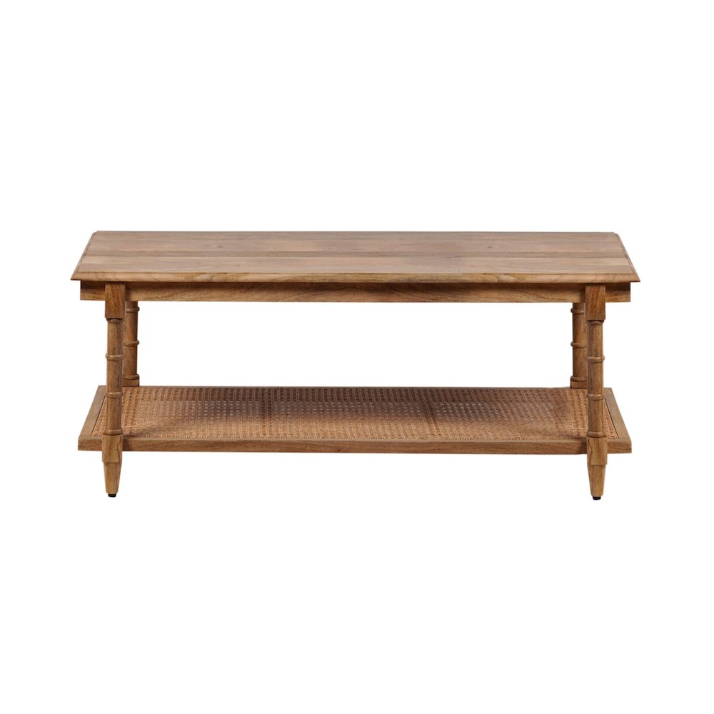 Chesterfield Wood & Cane Coffee Table - Natural. Picture 2
