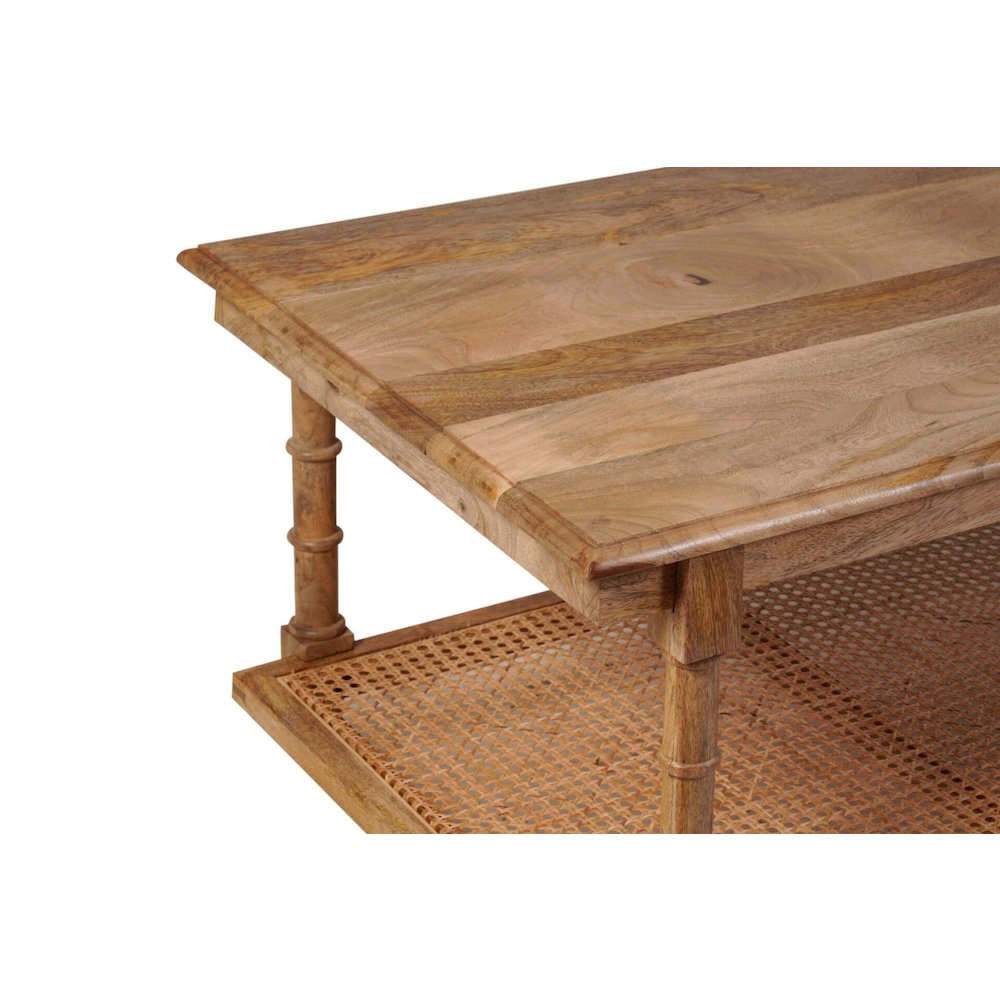 Chesterfield Wood & Cane Coffee Table - Natural. Picture 3
