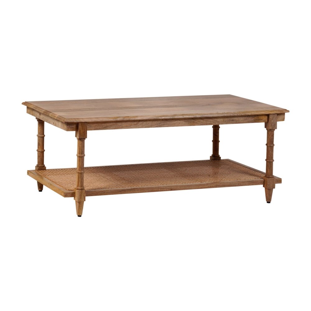 Chesterfield Wood & Cane Coffee Table - Natural. Picture 1