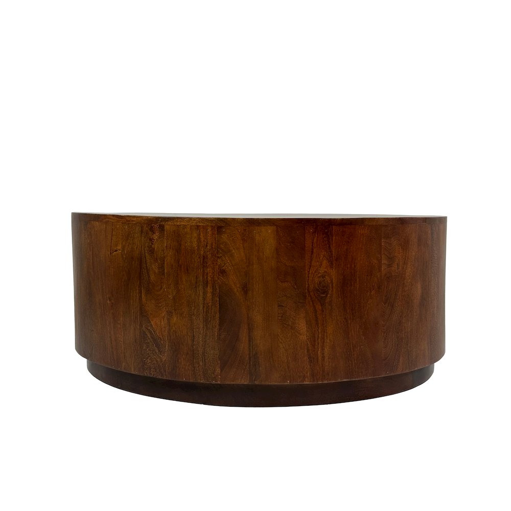 Tamia 42" Round Wooden Coffee Table - Chestnut. Picture 1