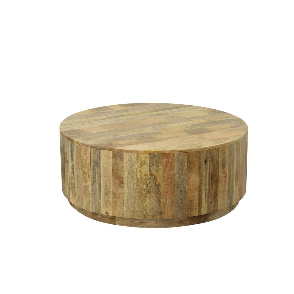 Tamia 42" Round Wooden Coffee Table - Natural. Picture 1
