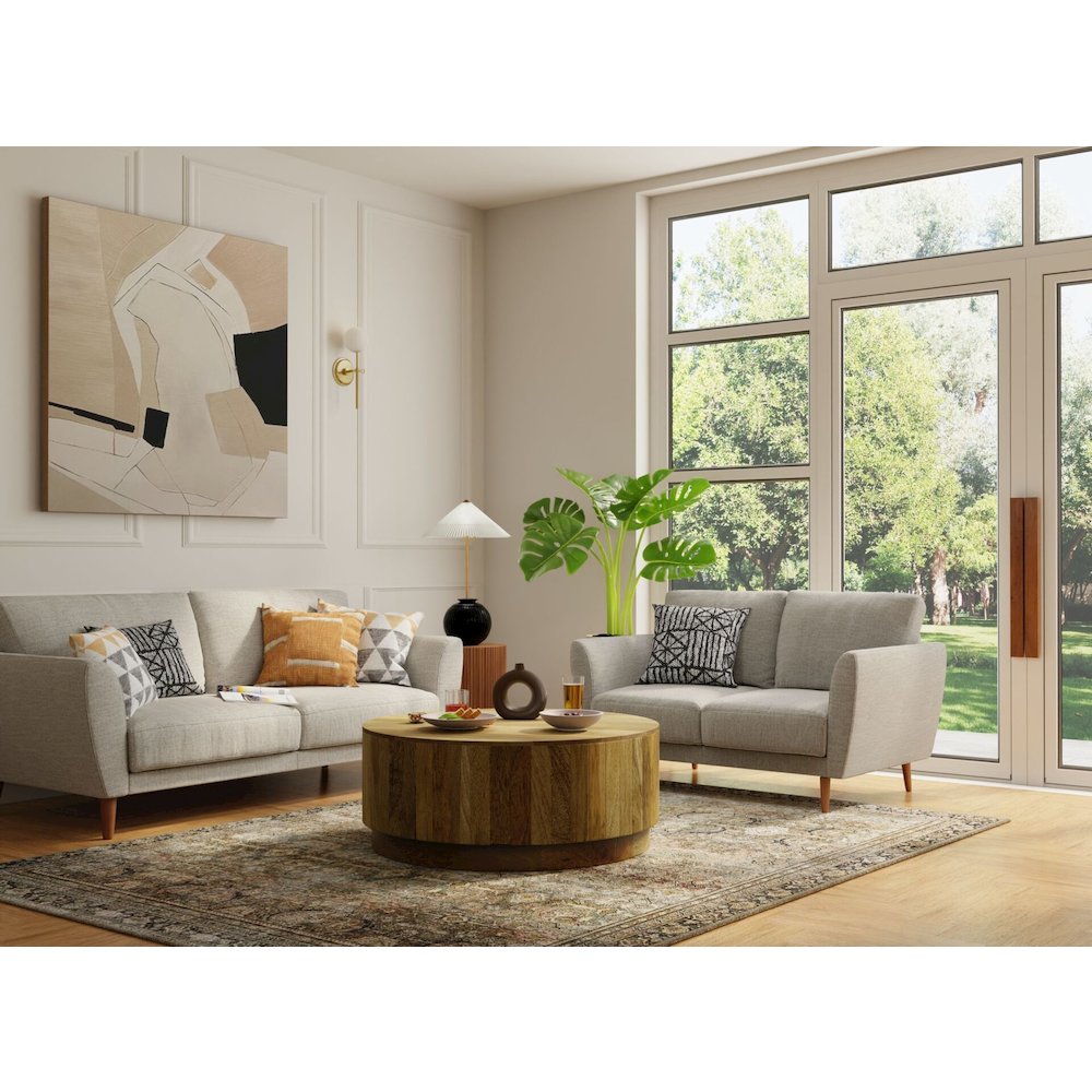 Tamia 42" Round Wooden Coffee Table - Natural. Picture 4