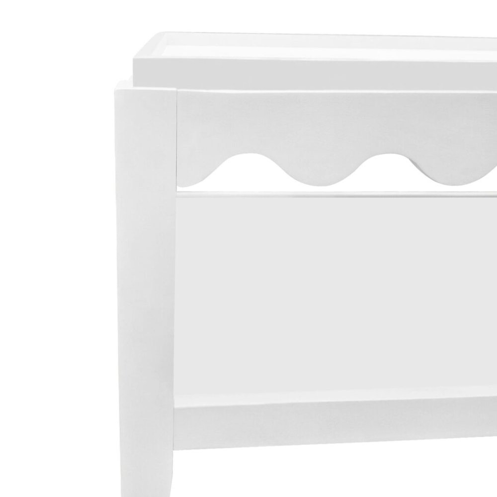 Scallop Coffee Table - Rectangular Mango Wood Side Table - Lower Shelf. Picture 5