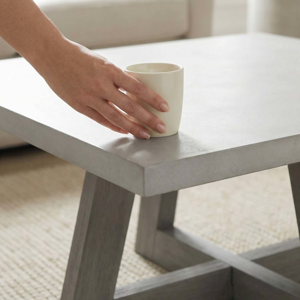 Largo Grey Rectangular Coffee Table With Concrete Top. Picture 4