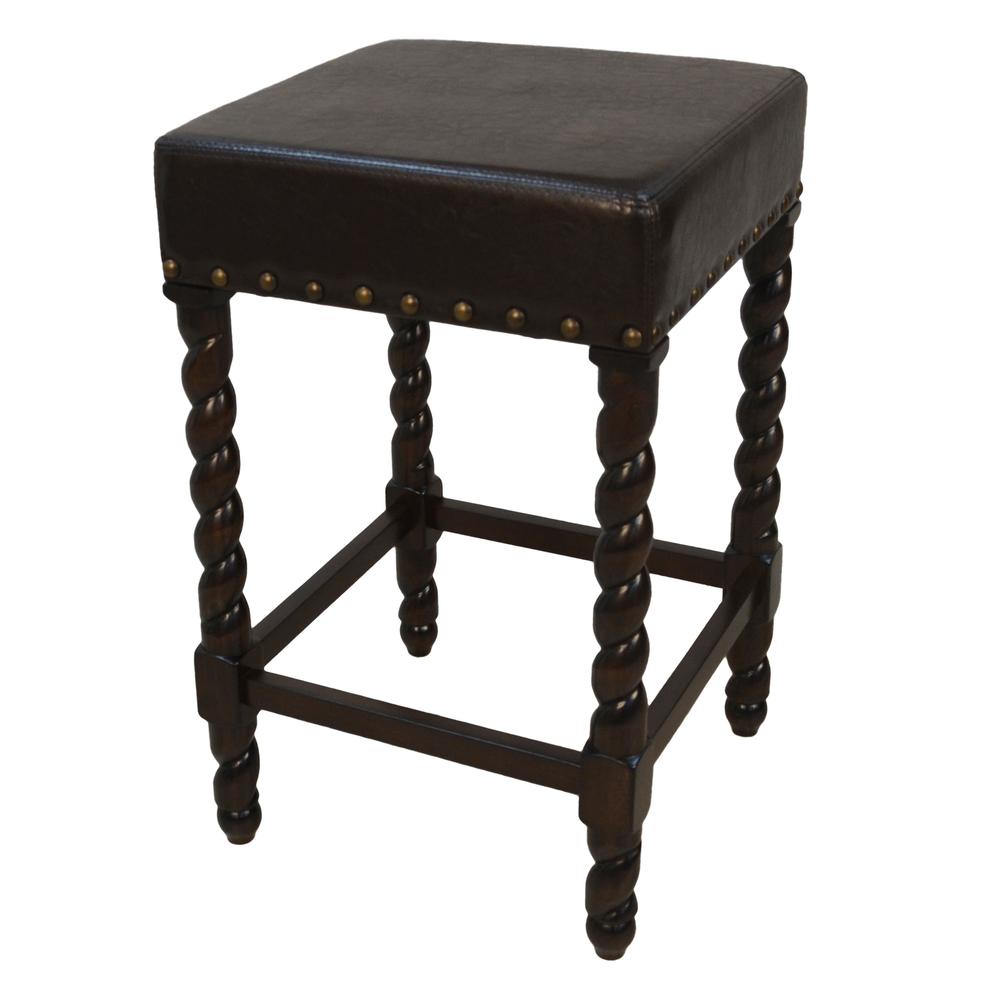 Remick 24" Counter Stool - Espresso - Brown Leatherette Upholstery. Picture 4