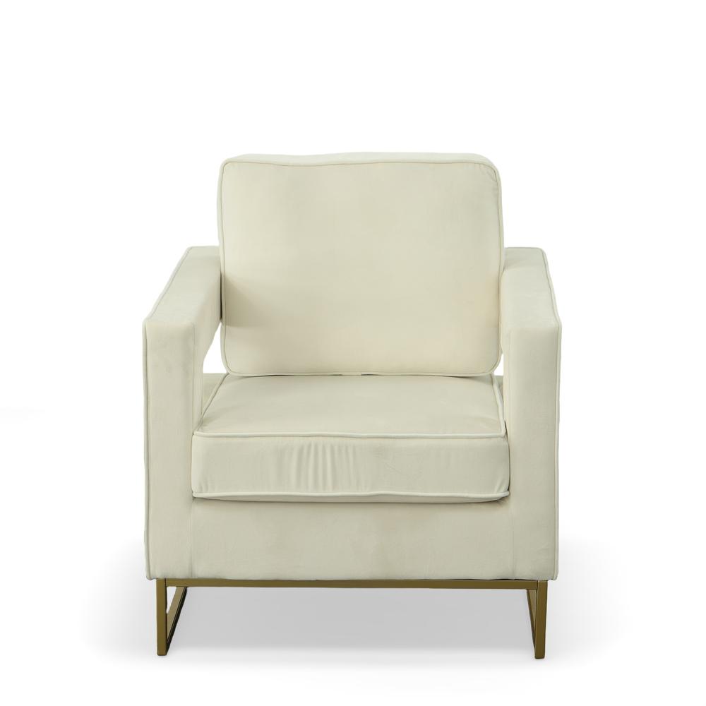 Adadon Velvet Upholstered Armchair - Cream. Picture 3