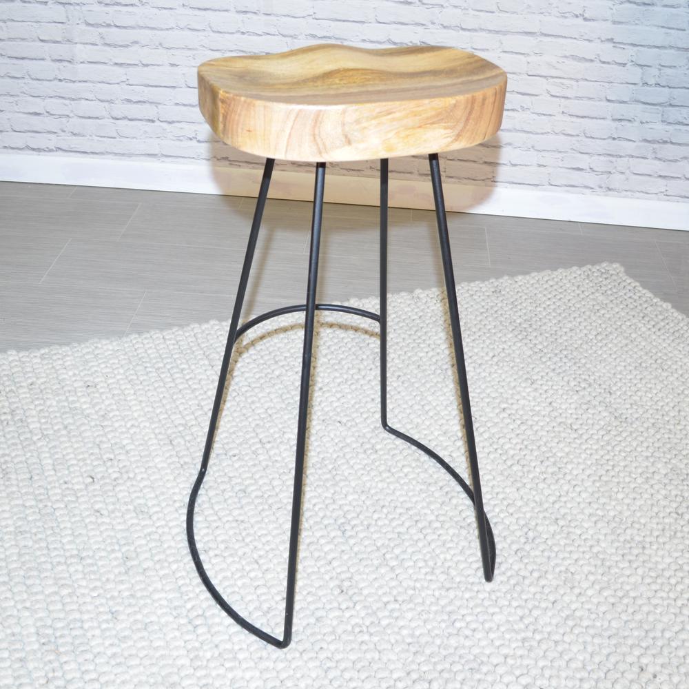 Saga 31" Barstool - Set of 2 - Natural Seat - Black Base. Picture 10