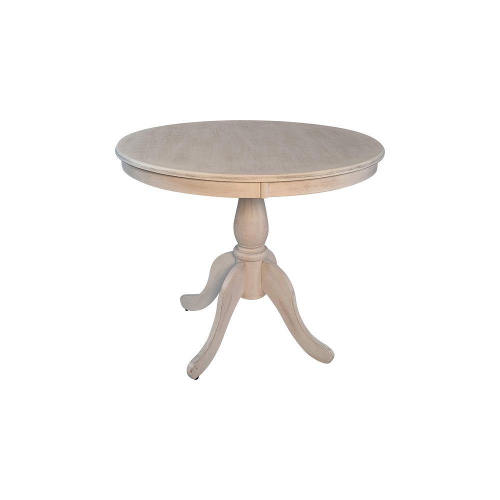 Fairview 36" Round Pedestal Dining Table - Whitewash. Picture 1