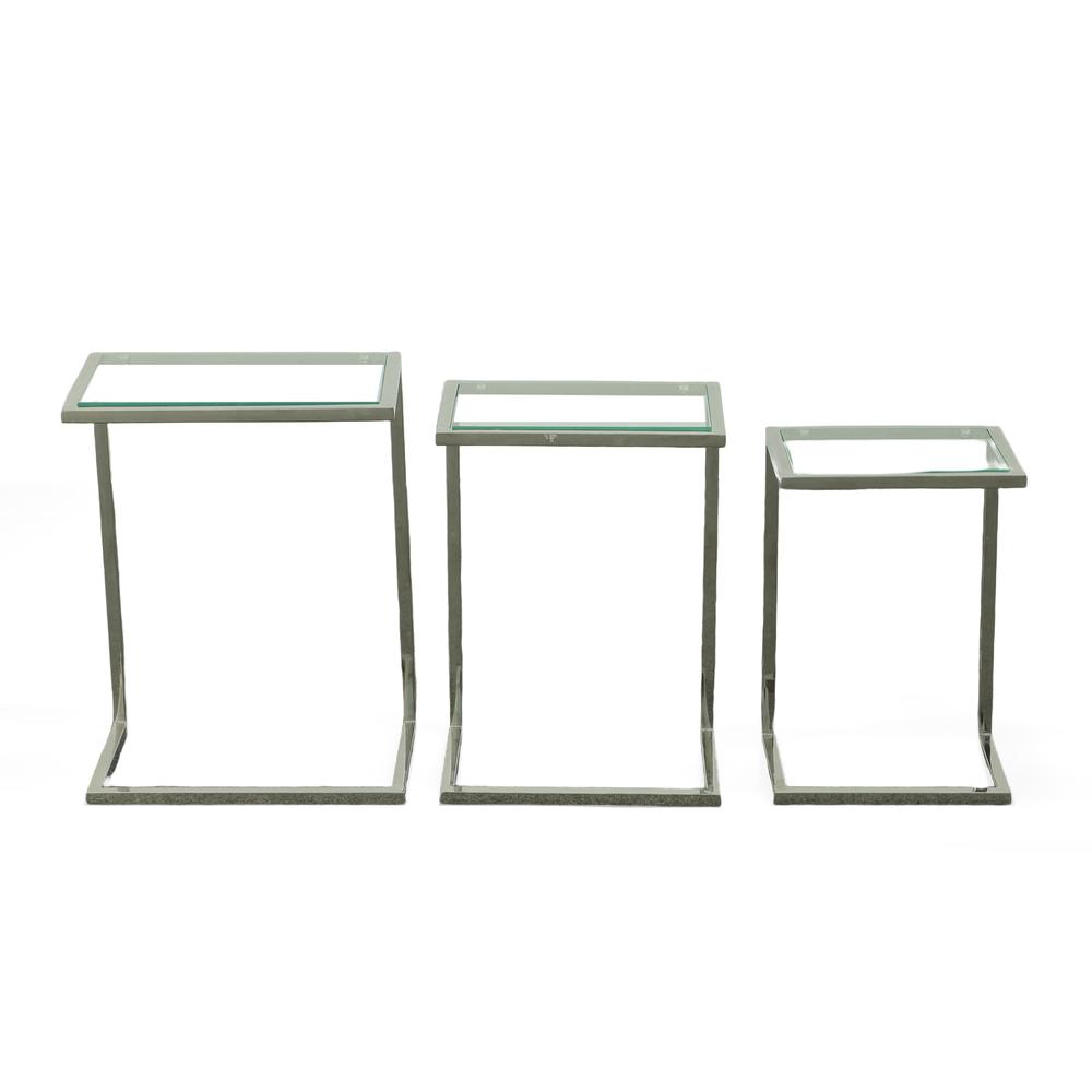 Addison Nesting Table Set - Glass Top - Chrome Base. Picture 2