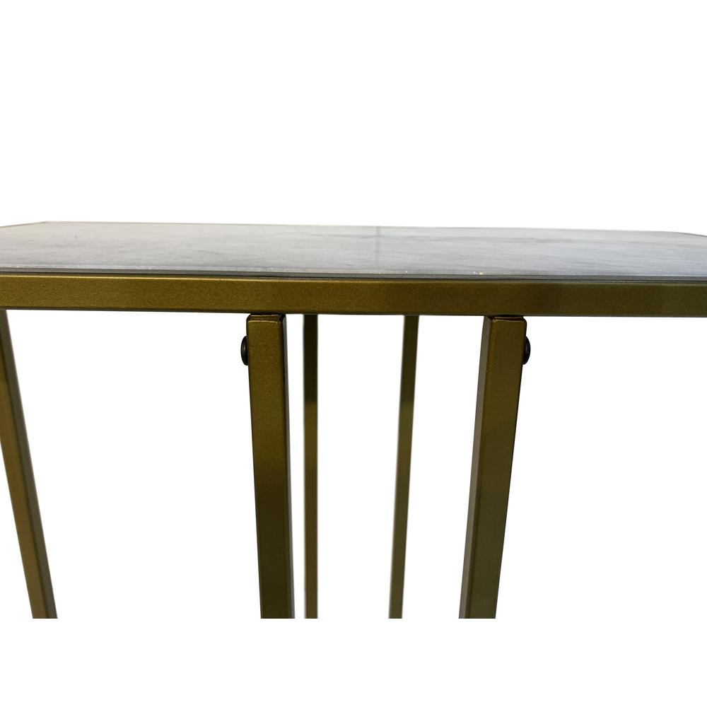 Serena End Table - White Marble - Industrial. Picture 4
