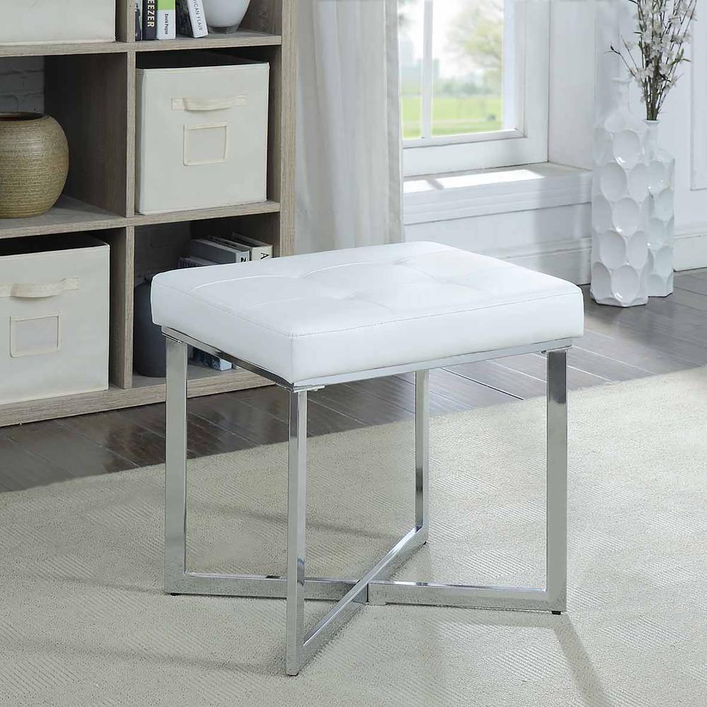 Summer Vanity Bench - White/Chrome. Picture 4