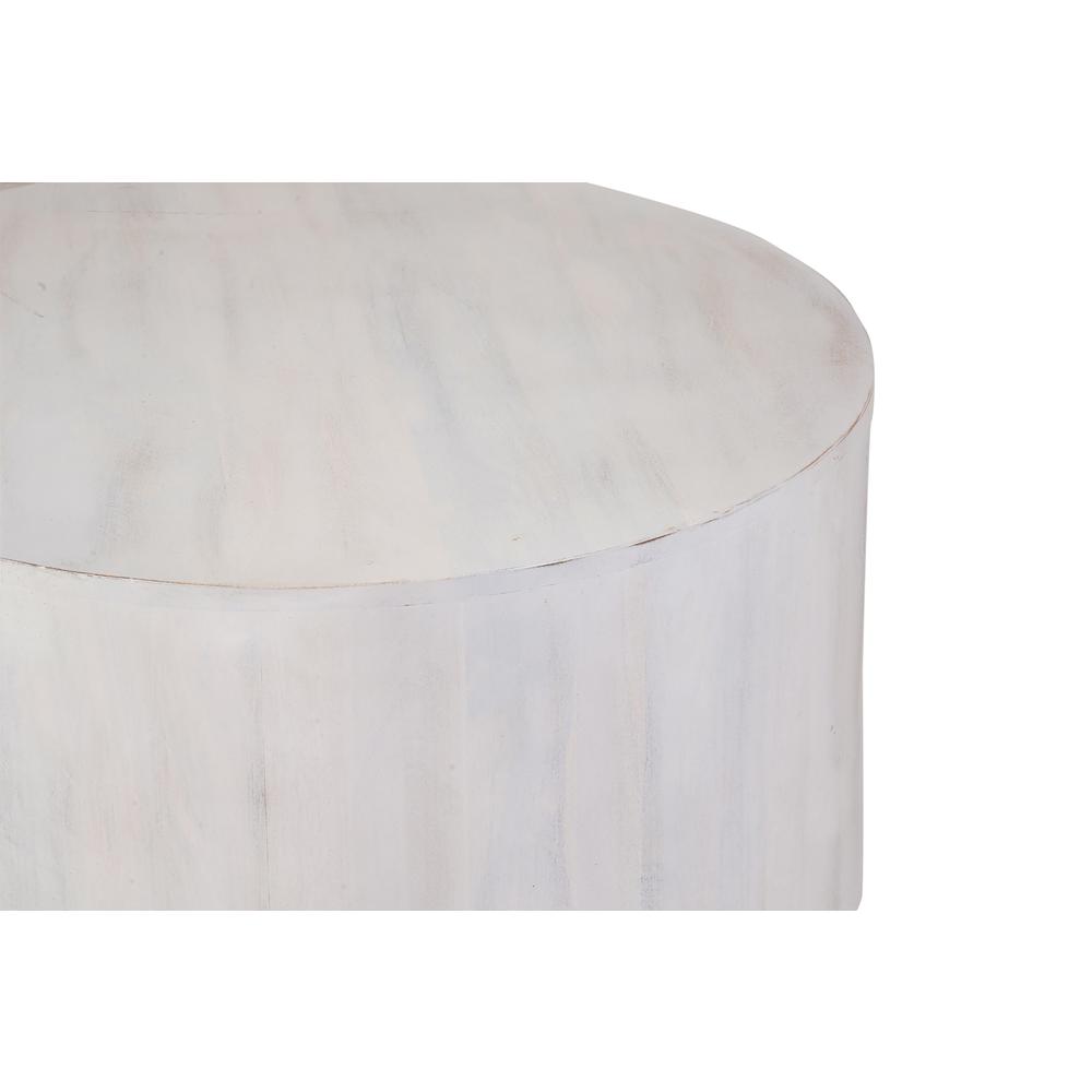 Krissa 30" Round Mango Wood Coffee Table - Whitewash. Picture 3