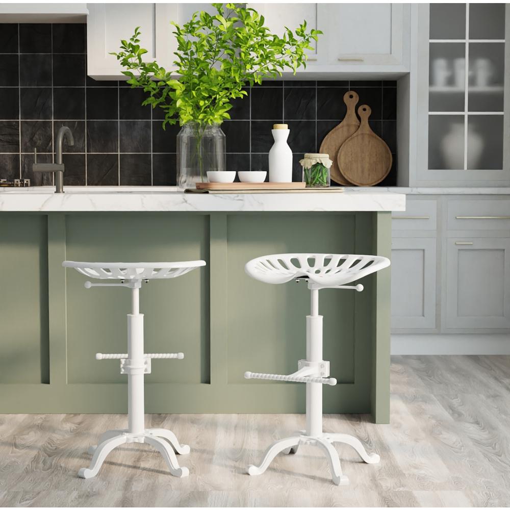 Adjustable Tractor Seat Barstool - White. Picture 7