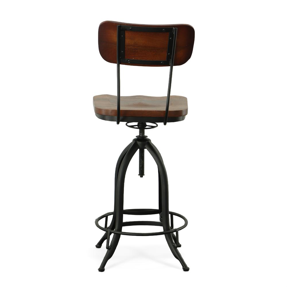 Mason Adjustable Barstool - Chestnut Seat - Black Base. Picture 3