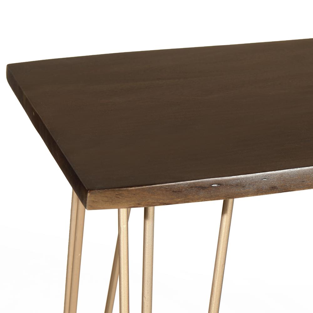 Seti Live Edge Bar Table - Elm Top - Gold Base. Picture 4