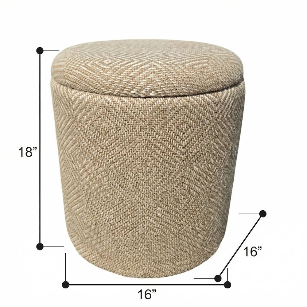Handwoven Fabric Storage Ottoman - Multi-Purpose Foot Rest Natural. Picture 7