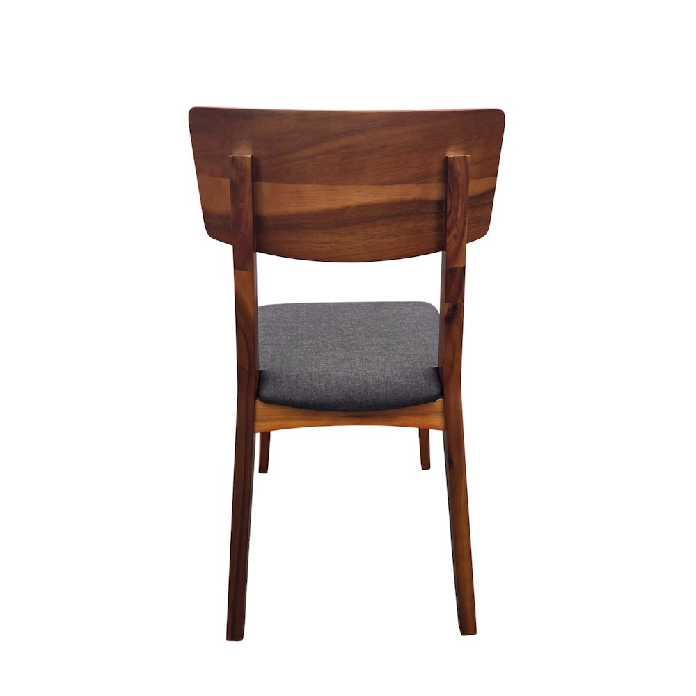 Set Of 2 Solid Blackwood Dining Chairs With Gray Upholstered Seats, Natural. Picture 8