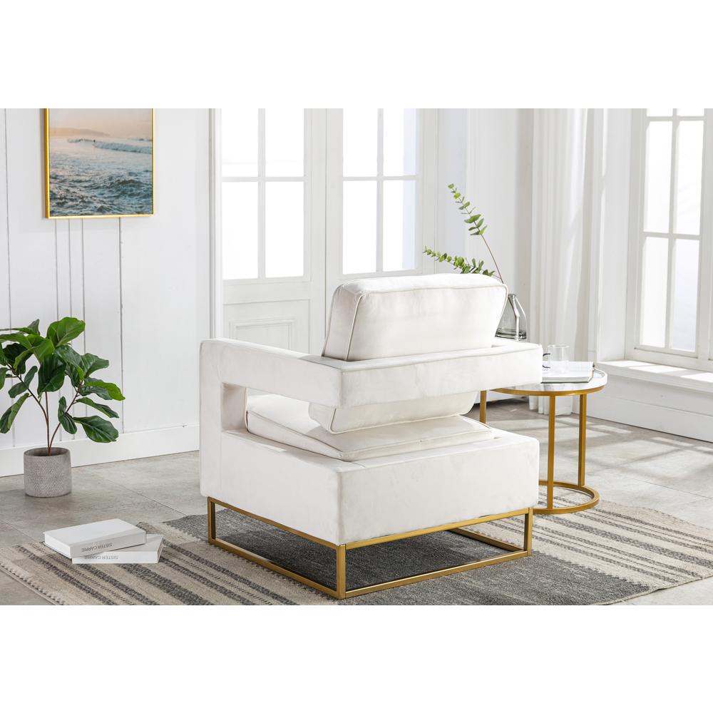 Adadon Velvet Upholstered Armchair - Cream. Picture 8