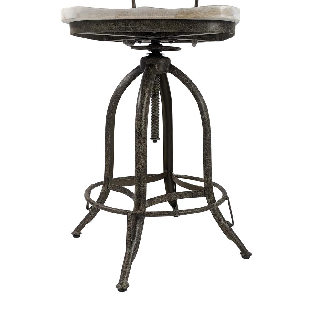 Mason Adjustable Barstool - Natural Driftwood Seat - Aged Iron Base. Picture 6