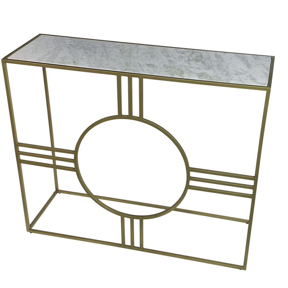 Marshall Console Table - White Marble - Antique Gold. Picture 4