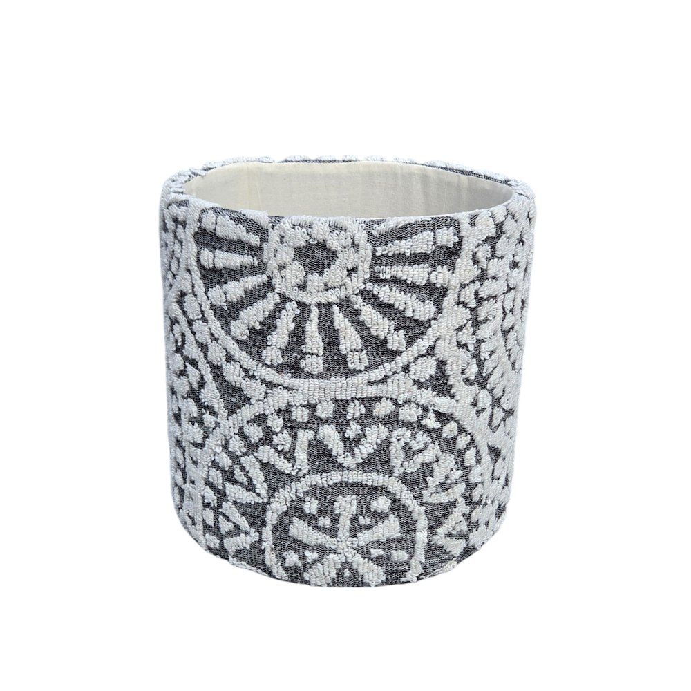 Handwoven Fabric Storage Ottoman - Multi-Purpose Foot Rest Gray. Picture 6