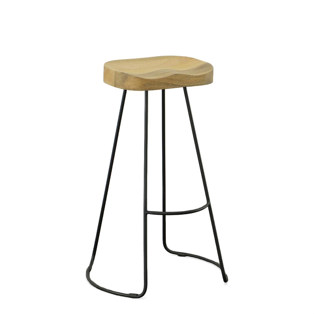 Saga 31" Barstool - Set of 2 - Natural Seat - Black Base. Picture 1