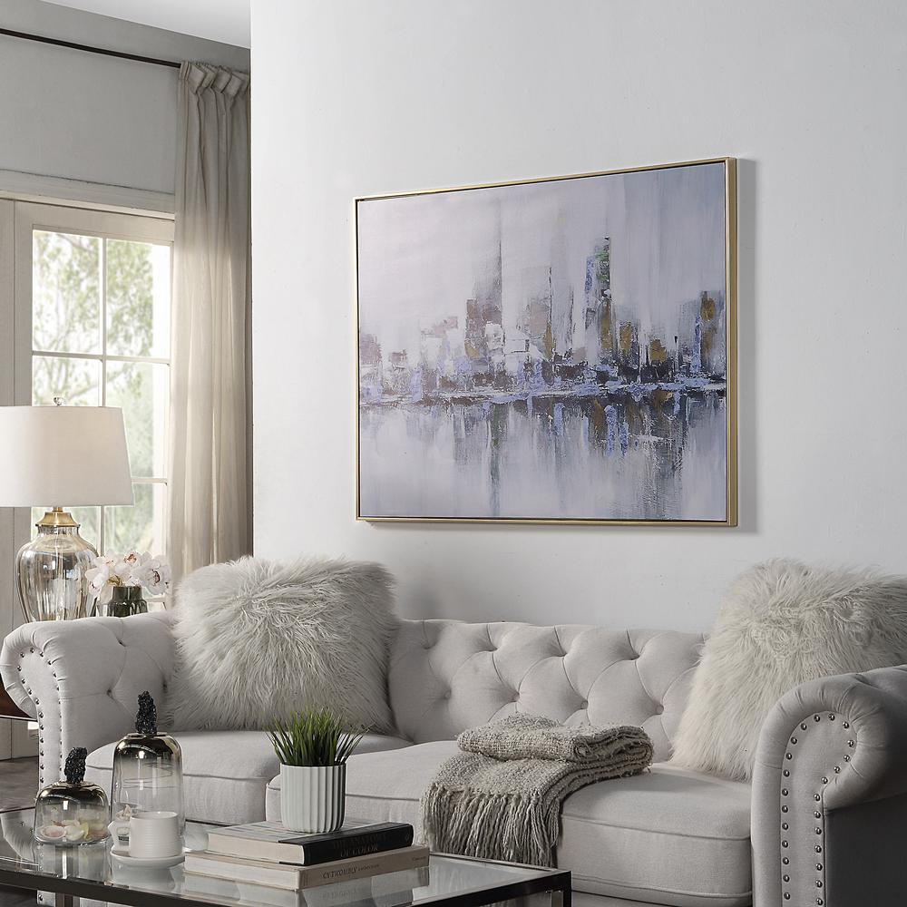 Cityscape Abstract Wall Art - Gold Frame - Large. Picture 3
