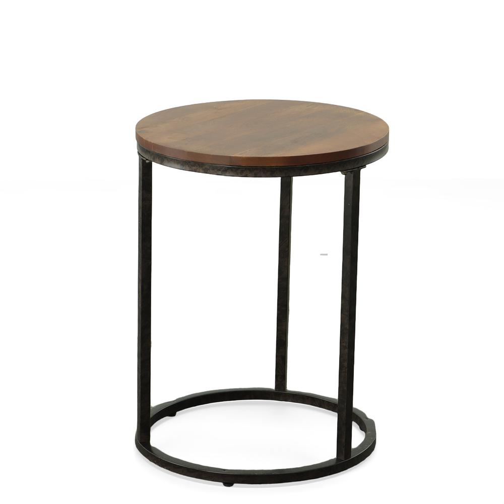 Orson 18" Round Top Accent Table - Chestnut/Industrial. Picture 3