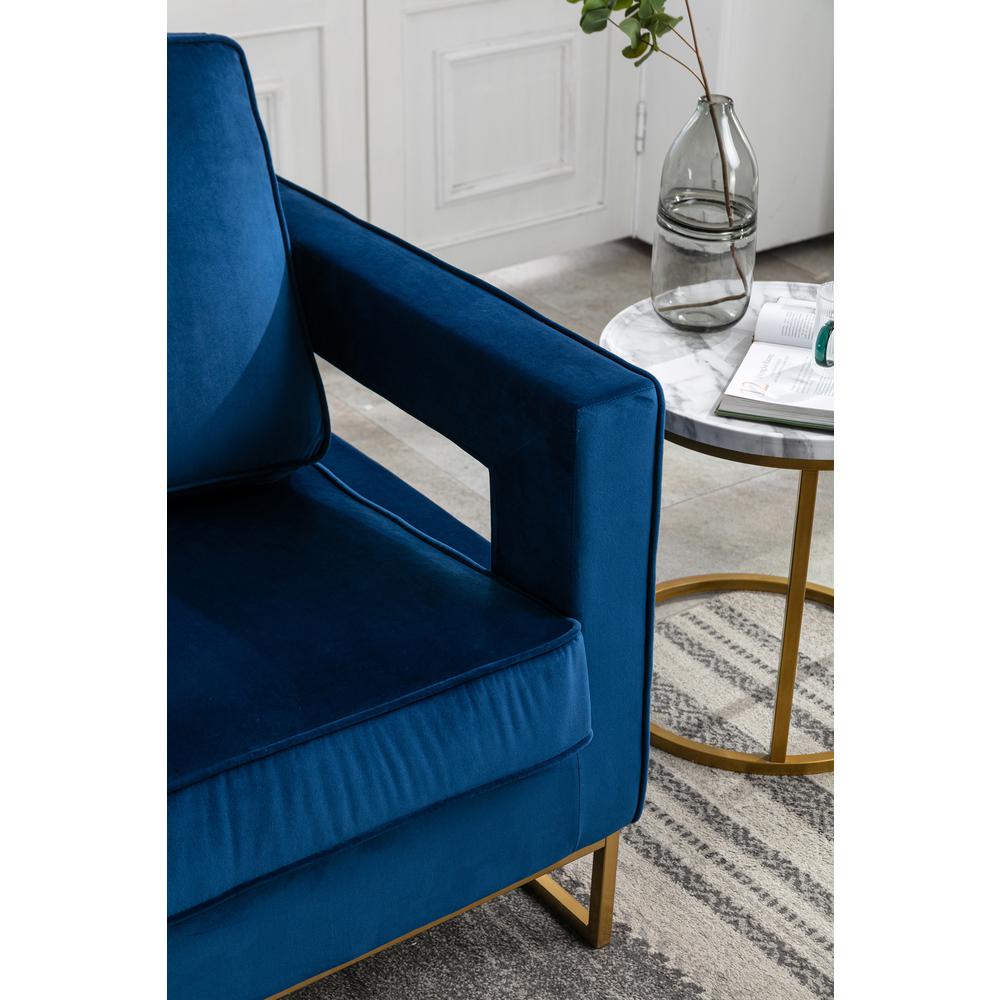 Adadon Velvet Upholstered Armchair - Navy Blue. Picture 9