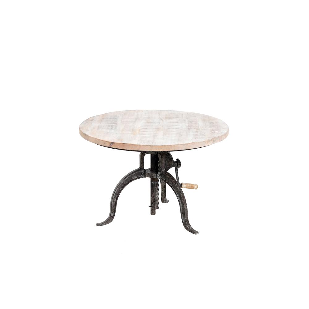 Adjustable Height Rustic Coffee Table - Natural Driftwood Top - Aged Iron Base. Picture 1