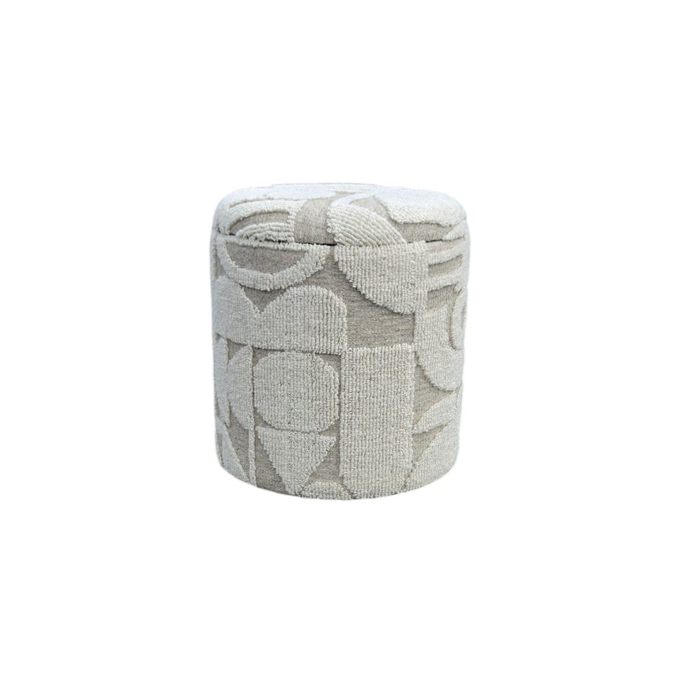 Handwoven Fabric Storage Ottoman - Multi-Purpose Foot Rest White. Picture 6