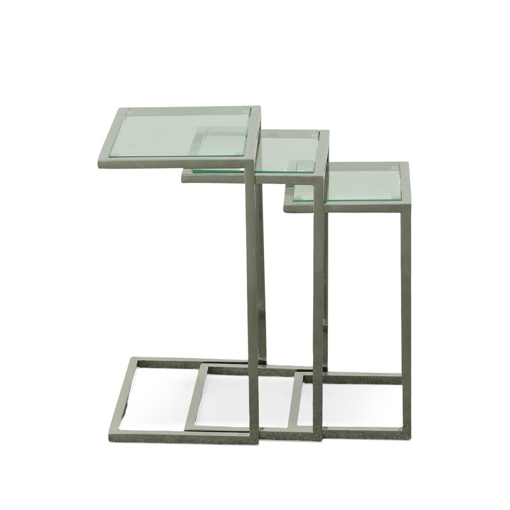 Addison Nesting Table Set - Glass Top - Chrome Base. Picture 1