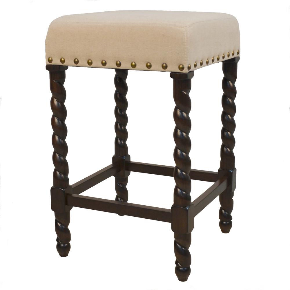 Remick 24" Counter Stool - Espresso - Linen Upholstery. Picture 2