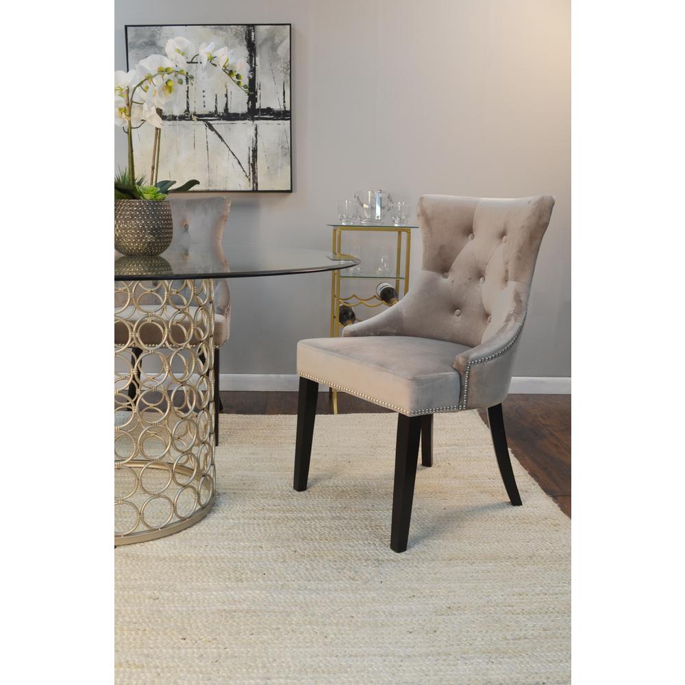 Julia Tufted Back Upholstered Chair - Set of 2 - Espresso - Gray Upholstery. Picture 7
