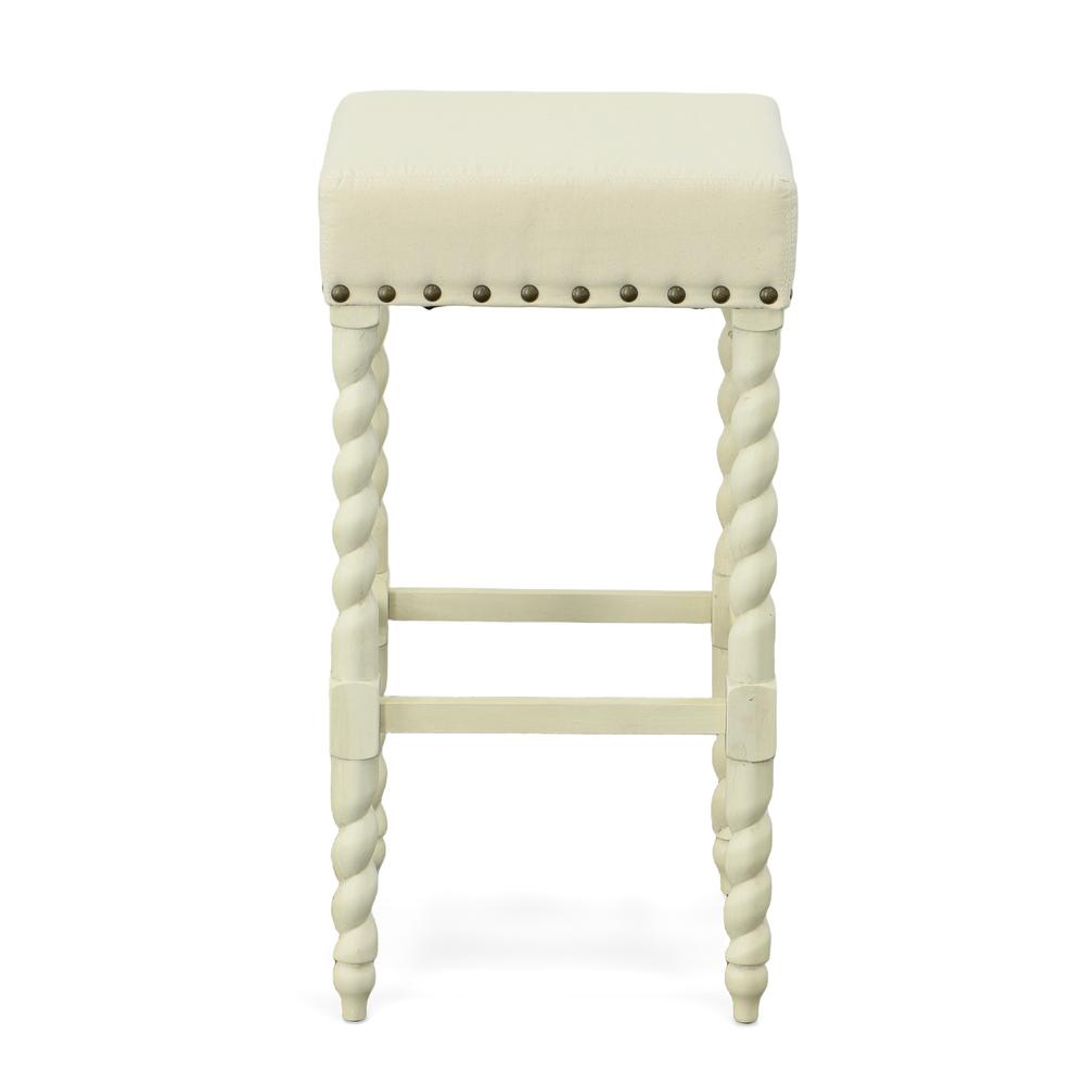 Remick 30" Barstool - Vintage White - Linen Upholstery. Picture 1