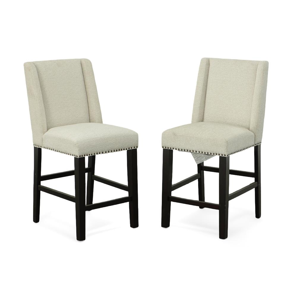 Laurant Upholstered 24" Counter Stool - Set of 2 - Espresso - Fawn Upholstery. Picture 5